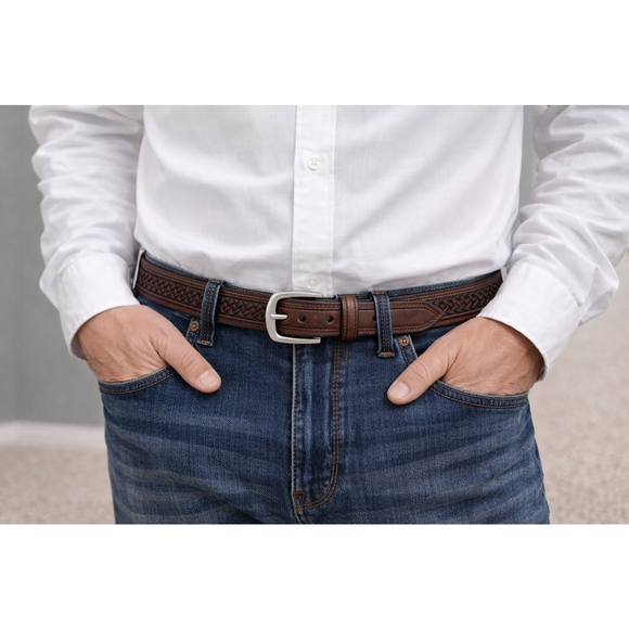 C.L. Other - Brown Genuine Leather Braided Belt Size 54